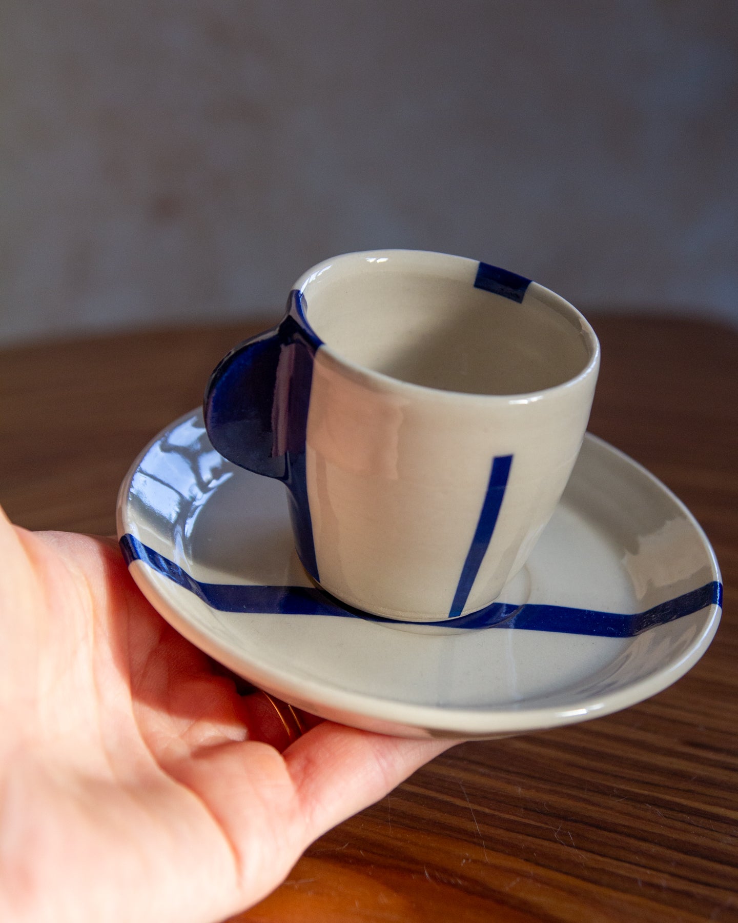 Espresso Cup & Saucer - Geometric Blue (#1)