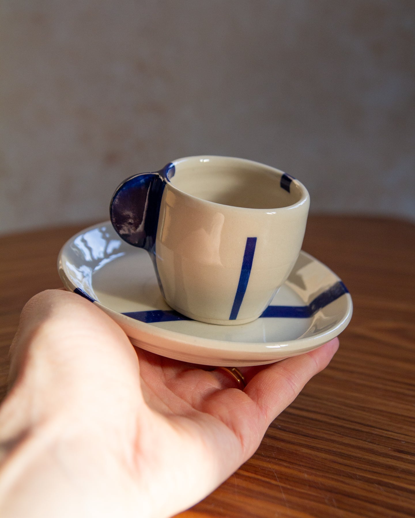 Espresso Cup & Saucer - Geometric Blue (#2)